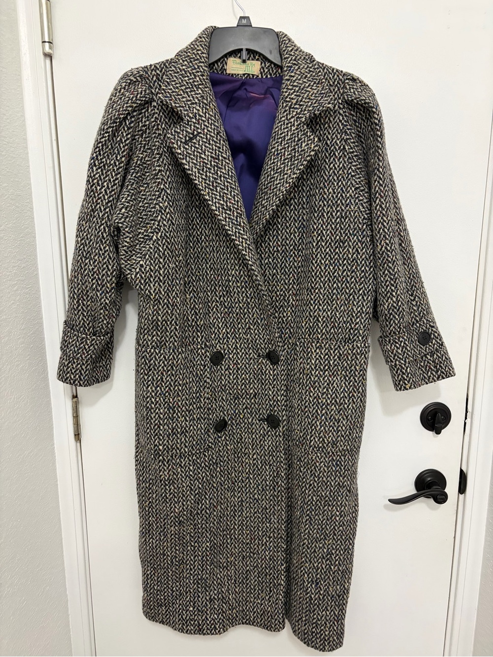 Vintage fashion by Jill Wool Double-Breasted Herringbone Pea Coat -